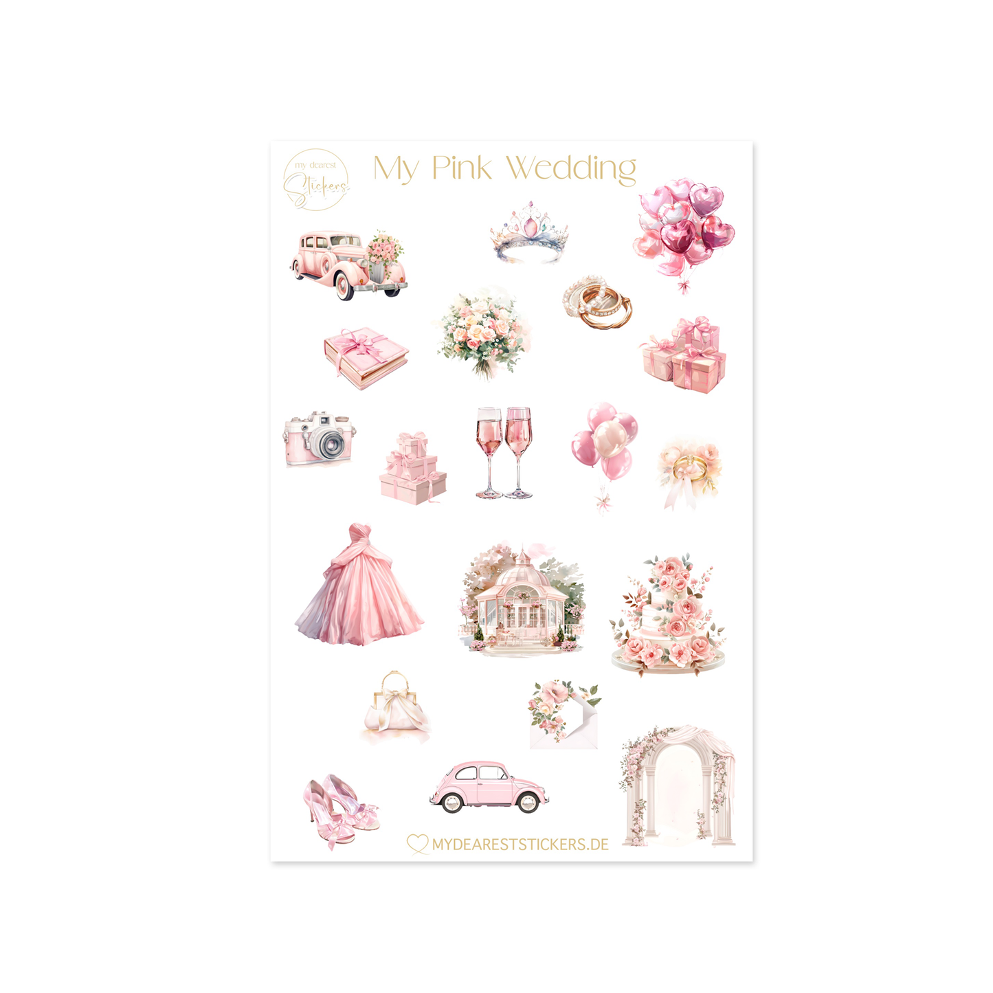 Pink Wedding Stickers