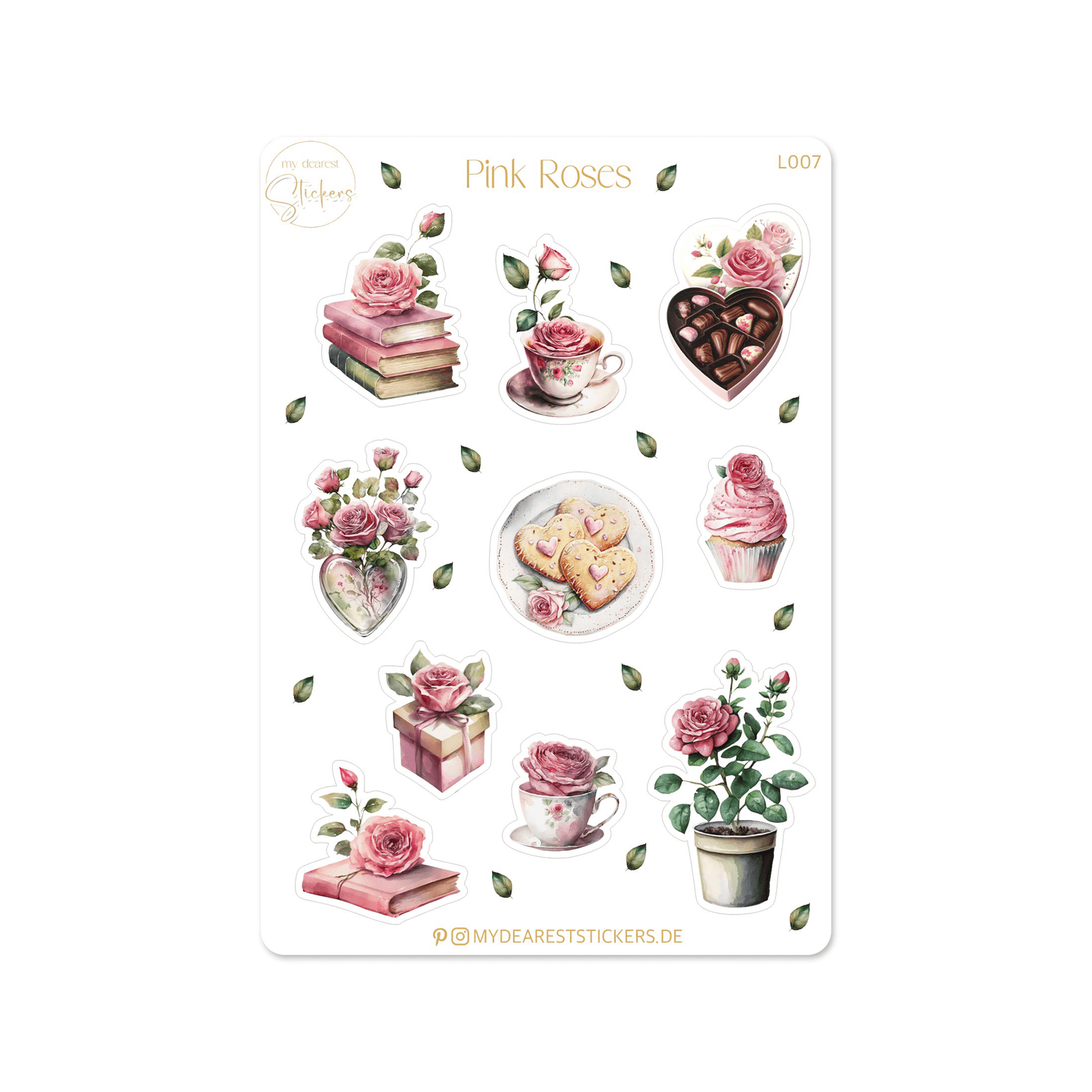 Pink Roses & Bow - My dearest Stickers Shop