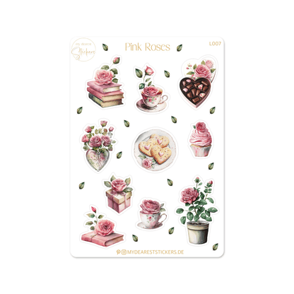 Pink Roses & Bow - My dearest Stickers Shop